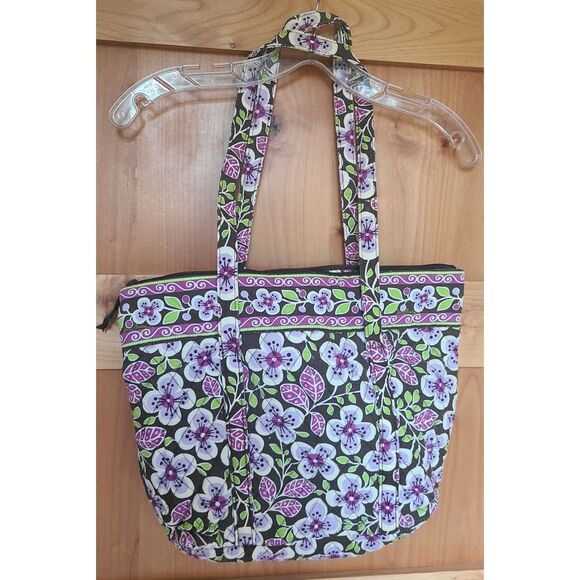Vtg Vera Bradley Y2K Plum Petals Tote & Travel Bag Set Floral {Retired Pattern} - Picture 4 of 11